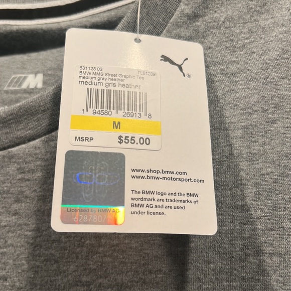 BMW x PUMA Motorsport Short Sleeve Crew Neck T-shirt sz M - Picture 7 of 8